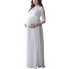 Loalirando Vestiti da maternità Bianco Rosso Vestito Premaman Lungo Maxi Elegante in Pizzo Cerimonia in Elegante Fotografia