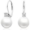 LANBEIDE Orecchini pendenti in argento Sterling 925, con zirconi cubici rotondi, da donna, Argento sterling Zirconia cubica