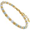 Dada Gioielli - Bracciale Significato Pietre Certificate Naturali 4mm Ametista Spiritualità, Agata Protezione, Amazonite Ottimismo, Sodalite Comunicazione 16,5+3 cm (Celeste Amazonite e Oro)