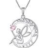 FJ Collana Donna Angelo Custode Argento 925 Collana Albero della Vita Ciondolo Luna Fata Collana Tormalina Rosa Ottobre Pietra Portafortuna Gioielli Regalo per Donna