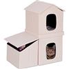Relaxdays Casetta per Gatti, Cuccia Pieghevole a 2 Entrate, Rifugio con Contenitore H x L x P: 86 x 75 x 44 cm, Beige
