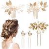 Jikefengxun Perle Fiore Strass Pettine per Sposa, 5 Pezzi, Fermagli a Pettine da Sposa, Fermagli per Capelli da Cerimonia, Fermaglio Capelli Sposa con Pettine, per le Ragazze Sposa Damigella d'onore