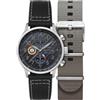 AVI-8 Hawker Hurricane Orologio cronografo classico con cinturino in pelle da uomo, 43,5 mm AV-4011, Fibra di carbonio nera, Classico