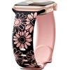 Maledan Inciso Floreale Cinturino Compatibile con Cinturino Apple Watch 40mm 41mm 38mm 42mm per Donne, Cinturino Sportivo in Silicone Bicolore per iWatch SE Series 10 9 8 7 6 5 4 3 2 1, Nero/Rosa