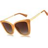 FEISEDY Occhiali da Sole Retro Gatto Polarizzati da Donna Grandi Occhiali da Sole con Montatura In Metallo Protezione UV400 B4134