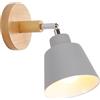 TOKIUS Lampade da Parete Vintage Applique da parete Interno Moderno Applique in Metallo e Legno Lampadari e Plafoniere regolabile E27 Luce da Camera da Letto Soggiorno (1 pezzo, Grigio)