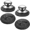 TESSTSY Spazzole in Acciaio Inox con Manico Set di 4, Paglietta Acciaio con Manico
