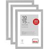 DEHA Design cornice per foto, 10 x 15 cm (set di 3), alluminio, Struttura Grigio Opaco, cornice per fotoper posizionarein formato verticale e orizzontale, vetro sintetico, Tribeca