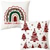 MORAINJAY 2 Pezzi Federe Cuscini Natalizi,45x45cm Copricuscini Natalizi Per Divano e Lino,Federa Natale Decorativo Inverno,Copricuscini Per Divano Salotto e Camera(J)