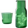 JDEFARF Set di Brocca e Tazza per L'acqua in Vetro da 2 Pezzi, Set di Caraffa per Acqua e Bicchiere Trasparente da Comodino, Set di Brocca in Vetro e Bicchiere per Acqua, Caraffa e Tazza per Servire(Verde)
