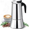 UV STYLISH Caffettiera per caffè espresso in acciaio inox, per tutti i tipi di fornelli (4 tazze da 200 ml)