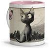 LolaPix Tazza con disegno di gatto in stile anime. Tazze originali da regalare. Regali geek donna. Regali per gli amanti dei gatti. Chavenas. Tazza Autunno. Gatto Jiji. Bangles Ingraçadas Tazza divertente