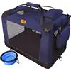PETPROVED PetProved Gabbia da viaggio per cani Trasportino per cani Trasportini per animali domestici Gabbia per auto per cani di taglia media Gabbia per cani pieghevole Gabbia pieghevole per auto Blu