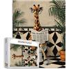 Tucocoo Simpatica giraffa sulla toilette puzzle per adulti 1000 pezzi, divertente animale nordico bagno arte fai da te puzzle per la decorazione della casa, regali sfidanti per la famiglia, puzzle