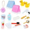 GUBOOM Accessori per Gnomi Set da Bagno per Case Delle Bambole, 17 pezzi Bagno per Accessori per Gnomi in Miniatura per La Decorazione Della Porta Degli Gnomi Natalizi con Spugna per Spazzolino ecc