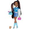 Barbie Dream Besties - Barbie Brooklyn, bambola snodata alla moda con lunghi capelli neri, cucciolo Pumpkin e 9 accessori a tema musicale inclusi, giocattolo per bambini, 4+ anni, HYC22