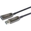 PremiumCord Cavo di Prolunga USB 3.2 Ottico 15m (AOC), Cavo In Fibra Ottica, Cavo Dati Superspeed Jusqu'À 5Gbit/s, USB 3.2 Gen 1, Non compatibile USB 2.0, Femmina A Maschio, Nero, Lunghezza 15m
