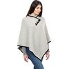 SAOL Maglione Poncho a spina di pesce da donna in misto lana, Grigio a spina di pesce, Large/X-Large