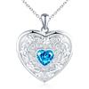 MicLee Collana Ciondoli Cuore di Foto da Donna in Argento 925 Pendenti Medaglioni con Foto Creativo Collane con Zircone Cuore Blu Ciondolo Apribile