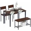 SogesHome Set da pranzo 4 pezzi Cucina Sala da pranzo Tovagliette per 4 persone Tavolo moderno in legno con 2 sedie e una lunga panca Tovaglietta salvaspazio