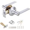 Qrity 1 Pezzi Serrature per Leva per Porta, Maniglie Porte Interne con Serratura e Chiave, Serratura D'ingresso di 60/70 mm, Argento