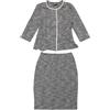 Allegra K Completo da Donna in Tweed Tailleur Gonna 2 Pezzi Giacca Cardigan con Maniche a 3/4 e Bottoni Gonna a Tubino Elegante Nero L