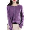 Yeooa Maglione Cardigan Lavorato a Maglia da Donna Abbigliamento Autunnale Girocollo Maglione Corto in Cashmere Cappotto Caldo (Viola,XXL)