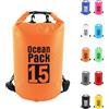 POPOYU 15L Borsa Impermeabile,Arancione Waterproof Zaino Impermeabile Sacco Impermeabile con Tracolla Regolabile,2L/5L/10L/15L/20L/30L Dry Bag per Outdoor Sport Acquatici,Barca,Pesca,Rafting,Nuoto