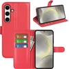 BOCTECH Cover per Samsung Galaxy S24 FE, Custodia a Libro Portafoglio in Pelle PU e Silione Morbido con Porta Carte, Magnetica e Supporto Flip Case Antiurto per Samsung Galaxy S24 FE, Rosso