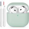KOKOKA Custodia in Silicone Compatibile con AirPods 4 Case, LED Anteriore Visibile, Case Cover Protettiva Antiurto in Silicone Morbido per Airpods 4 Generazione 2024 con Kit di Pulizia, Cloud Grey