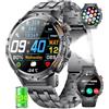 HIRREO Smartwatch Uomo con LED Torcia, 600mAh Batteria, Effettuare Chiamate, 1,43 AMOLED Schermo, 5 ATM Impermeabile, 126 Modalità Sport Orologio Intelligente Fitness Frequenza Cardiaca/Contapassi