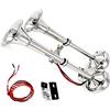 YIYIDA Car Horn 24V Clacson per auto Tromba d'aria 160DB Clacson per barca in acciaio inossidabile Doppio tubo Corno elettrico Clacson per camion argento 304 Altoparlante per 24v barca yacht RV ecc