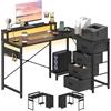 YITAHOME Scrivania Ufficio con Scaffale Portaoggetti fai-da-te a 4 Livelli, Scrivania Multifunzione con 2 Porte USB e Prese Elettriche per lo Studio, il Soggiorno, 130x100x75cm, Nero