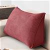 NENIUX Grande cuscino a cuneo da lettura, cuscino triangolare per schienale, cuscino di supporto lombare/schiena, con fodera rimovibile, per divano e divano Tatami Home, 60 x 35 x 20 cm, rosso
