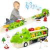 snookids Camion Dino Giocattolo per Bambini - Trasportatore con Pista Pieghevole e 6 Auto Dino, Giocattolo per Bambini dai 3 ai 7 Anni