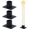 AMJKEJI 4 Pezzi Portacandele in Metallo, Rotondo Candelieri Basso, Portacandele Nero Design Elegante, Candelabro per Della Stanza Matrimonio, Decorazione Romantica Della Tavola
