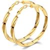 Bestyle Orecchini Donna Oro a Cerchio in Acciaio Inossidabile, Orecchini Cerchio Donna Intrecciato 60mm Placcato Nero Confezione Regalo
