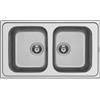 Pyramis PRONTA CONSEGNA - SPEDIZIONE IMMEDIATA Pyramis 107132601 FEDRA Lavello 2 Vasche 86 x 50 cm Inox
