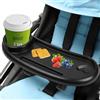 volumoon Vassoio Snack per Passeggino, Rimovibile Vassoio per Snack con Portabicchieri, Vassoio Regolabile, Antiscivolo, Universale Vassoio Snack per la Maggior Passeggini con Braccioli(nero)