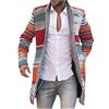 Generic Trench classico in lana per uomo, cardigan lungo medio cappotto regular fit monopetto cappotto a quadri a blocchi di colore antivento caldo elegante cappotto per giacca a vento invernale felpa, Rosso,