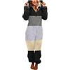 DUHENWU Tuta da donna in pile Teddy intero pigiama in peluche caldo e morbido pigiama in tinta unita con zip, R nero., S