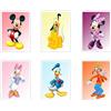 DKORARTE Set di 6 quadri base in legno, decorazione soggiorno, camera da letto, camera dei bambini, Topolino, Daisy, Pluto, Pippo, Donald, Minnie con ganci metallici, 38 x 29 cm per quadro