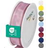 Halbach Seidenbänder Nastro regalo di alta qualità con bordo in filo, larghezza 25 mm, lunghezza 25 m, certificato Öko-Tex 100, prodotto in Germania, colore: rosa scuro