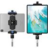 KDD Adattatore per treppiede per iPad e Tablet telefono con testa a sfera, supporto tablet treppiede per iPad ruotabile 360 per iPad Pro12.9 iPad Mini, Galaxy Tab, selfie stick 5.3-10.6''(Nero)