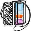 Yoedge Custodia con Cordino per Samsung Galaxy S22 Ultra 5G Cover 6,8, 360 Gradi Full Body Cover con Collana Ultra Sottile TPU Silicone Antiurto e Trasparente PC Bumper Protettiva Custodia, Zebra