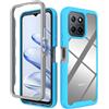 SEAHAI Trasparente Cover per Honor 70 Lite 5G / Honor X6 / Honor X8 5G, Rugged Custodia Full Body Antiurto Rigida PC Soft TPU Sottile Bumper Silicone Protettiva Case - Azzurro