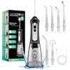 BarberBoss Idropulsore, Irrigatore orale portatile, Idropulsore dentale elettrico, Idropulsore dentale, Kit per la pulizia dei denti, Idropulsori orali senza fili per gengive sane, QR-7025 (Nero)