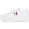 Tommy Jeans Donna Sneakers con Suola Preformata Flatform Zeppa, Bianco (White), 41