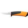 Fiskars Coltello da artigiano, Include fodero con affilalama | Lunghezza totale: 20,9 cm, Nero/Arancione/Rosso, 1023620