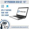 Hp Probook 650 G2 Notebook 15" cpu I7-6820HQ Ram 16gb SSD 240gb Win 10P